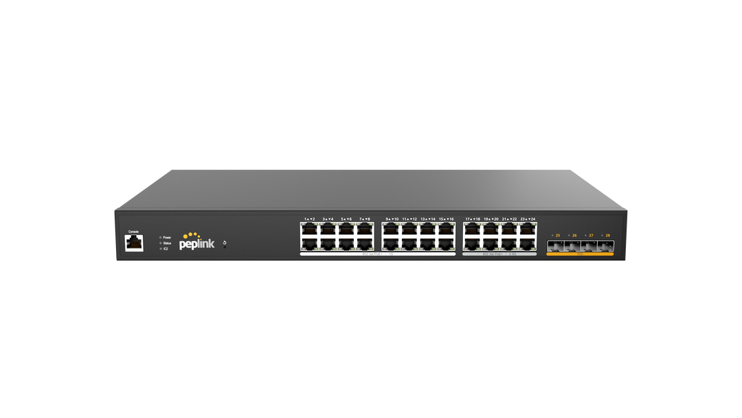 Peplink 24-Port Switch with 410W PoE Power Budget