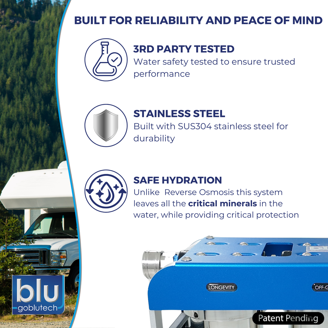 Blu Tech AR3 LED UVC High-Flow 4-Stage RV Water Filter & Purification System