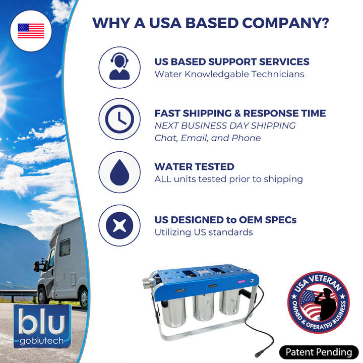 Blu Tech AR3 LED UVC High-Flow 4-Stage RV Water Filter & Purification System
