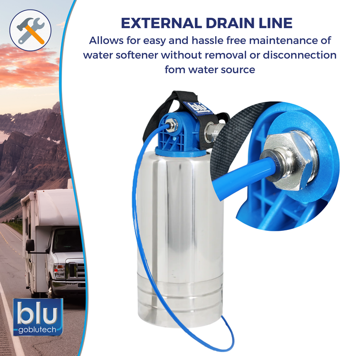 Blu Tech Portable RV Water Softener with Smart Cap