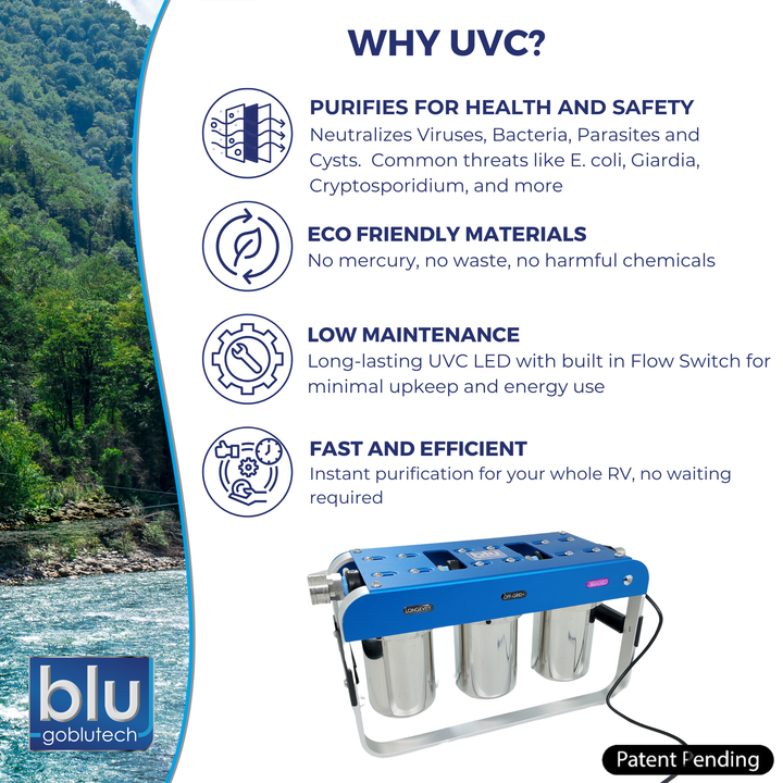 Blu Tech AR3 LED UVC High-Flow 4-Stage RV Water Filter & Purification System