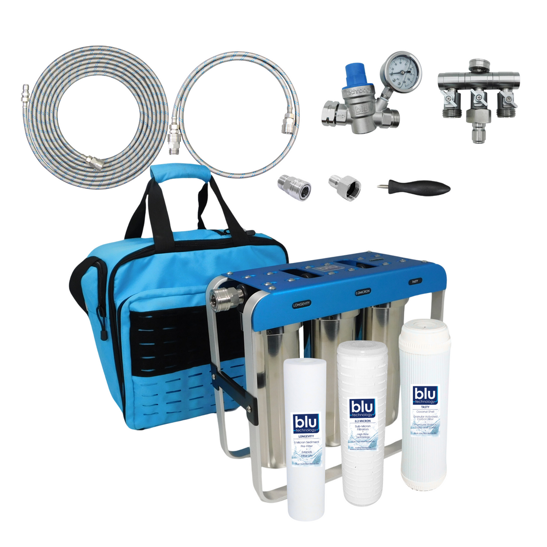 Blu Tech XLT RV Water Filter Bundle – Extra Capacity Filtration for Long-Term Travel