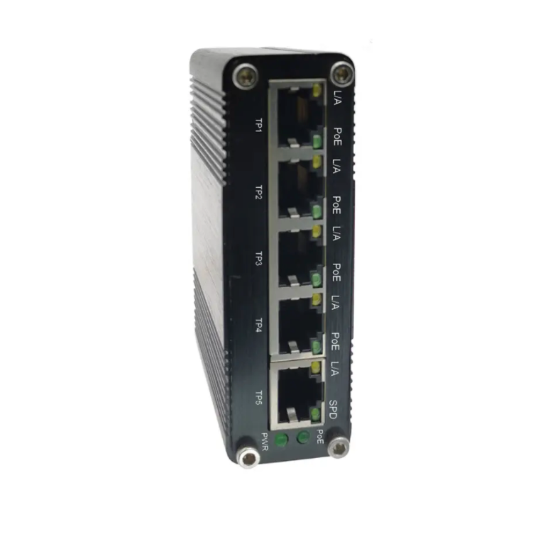 5 Ports Full Gigabit POE Switch with DC12V~DC48V Input voltage booster