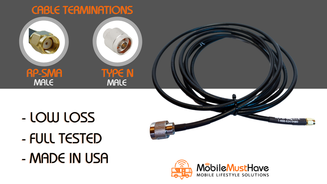 RP-SMA Male to N Male Low Loss CNT-240 50 Ohm Cable (LMR-240 Equivalent)