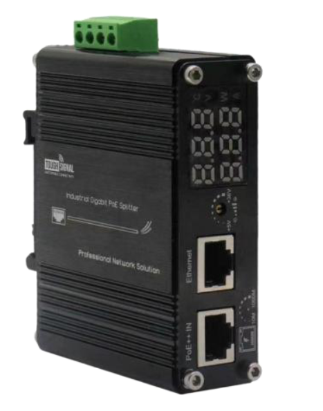 ToughSignal Industrial Gigabit PoE++ Splitter 5–36V
