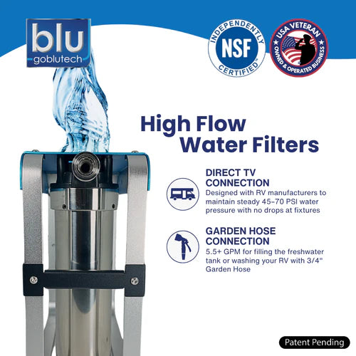Blu Tech AR3 XLT LED UVC High-Flow 4-Stage RV Water Filter & Purification System - 10 Inch