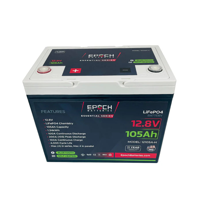 Epoch Essentials 12V 105Ah Heated Bluetooth LiFePO4 Battery