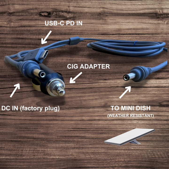 Starlink Mini 3-in-1 Water Resistant Power Cable for Ultimate Portability (5 Meter)