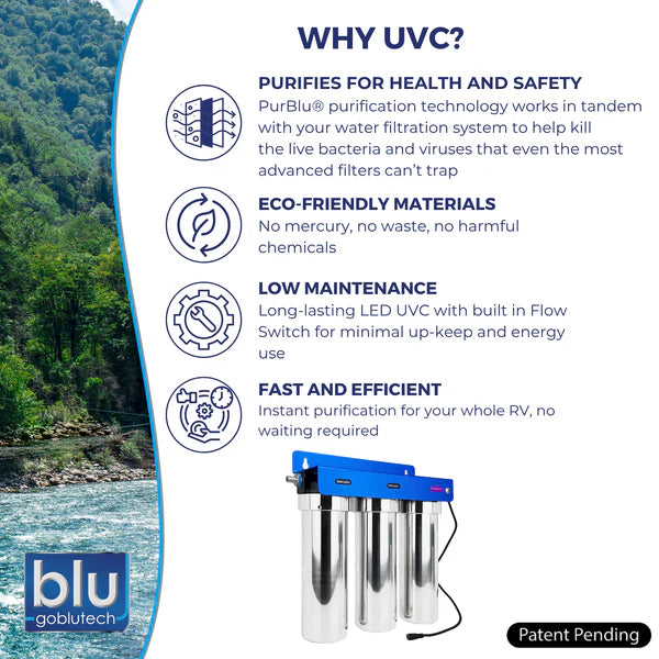 PURBLU TRIO XLT LED UVC 4-Stage RV Water Filtration & Purification System