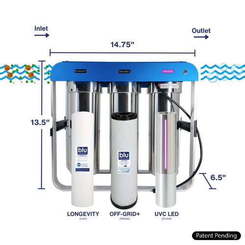 Blu Tech AR3 XLT LED UVC High-Flow 4-Stage RV Water Filter & Purification System - 10 Inch