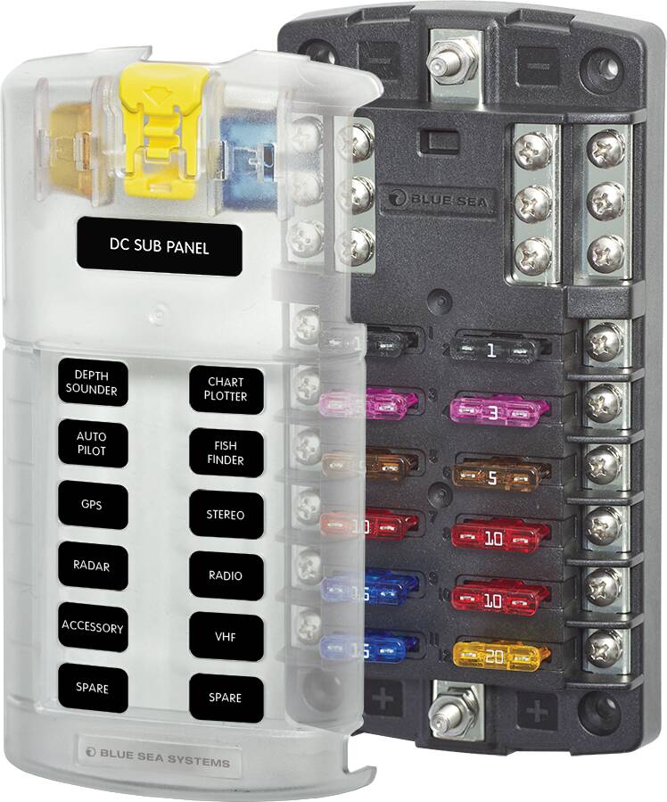 ST Blade Fuse Block - 12 Circuits with Negative Bus and Cover