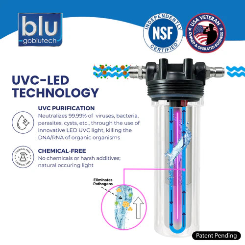 Blu Tech AR3 XLT LED UVC High-Flow 4-Stage RV Water Filter & Purification System - 10 Inch