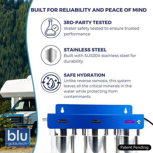 PURBLU TRIO LED UVC 4-Stage RV Water Filtration & Purification System