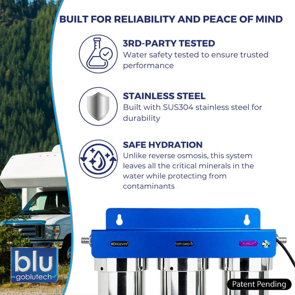 PURBLU TRIO XLT LED UVC 4-Stage RV Water Filtration & Purification System