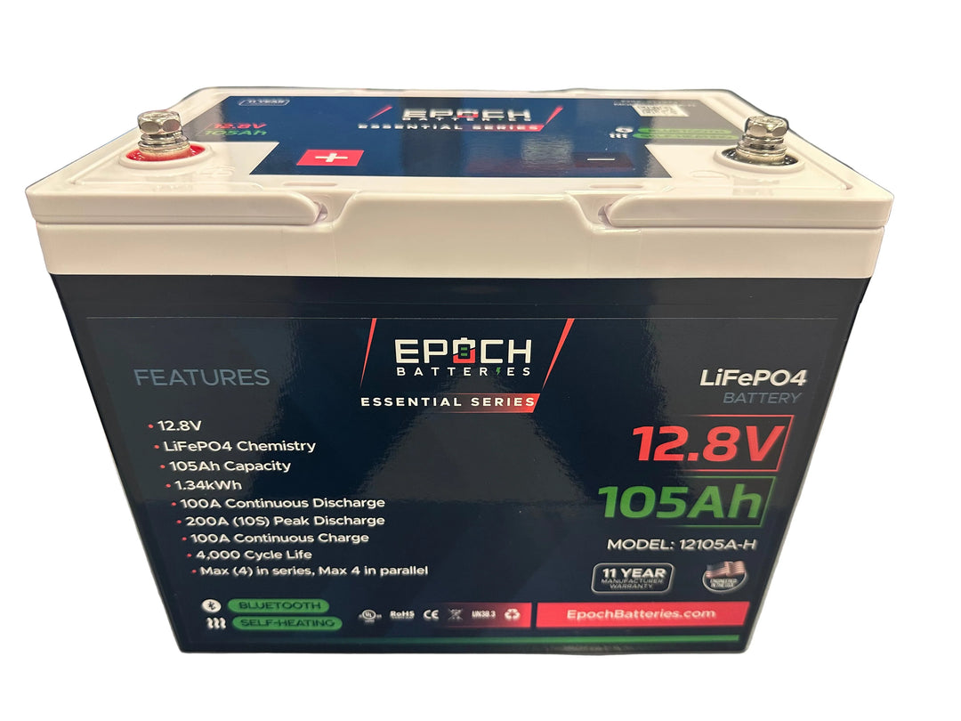Epoch Essentials 12V 105Ah Heated Bluetooth LiFePO4 Battery
