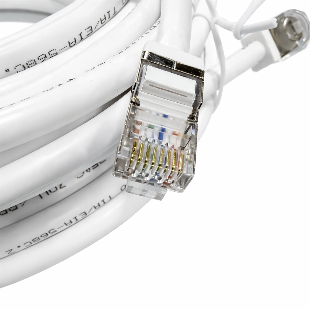 15ft Shielded Outdoor Marine Cat6 Ethernet Cable – White