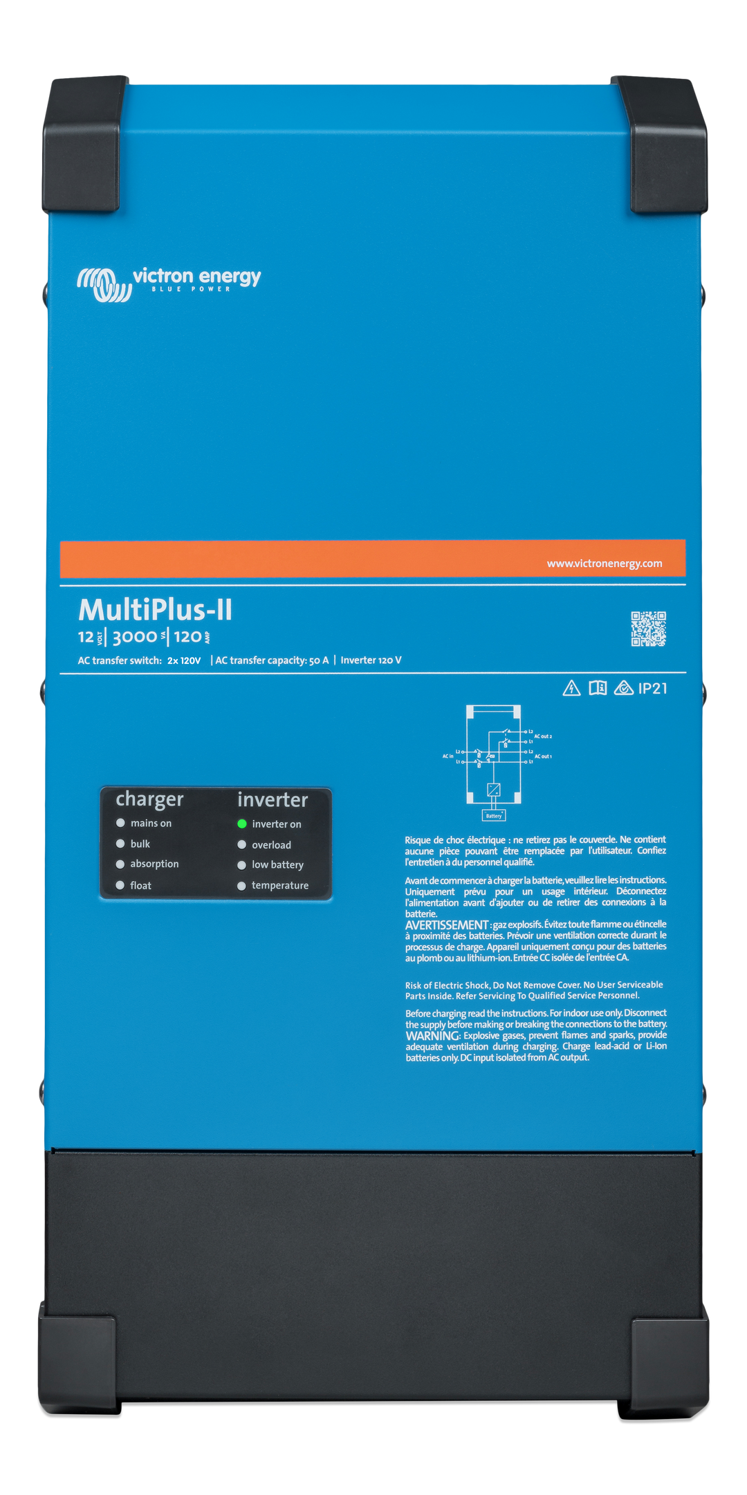 MultiPlus-II 12V 3kVA 120-50 2x120V (front)