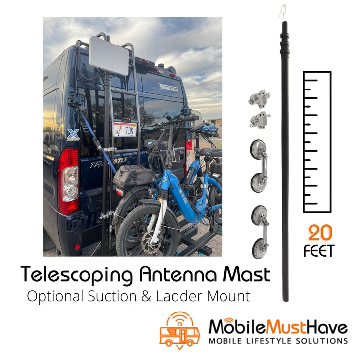 MMH 20' Telescoping Antenna Mounting Mast Pole in Carbon Black (20 Foot Mast) (Certified Pre-Owned)