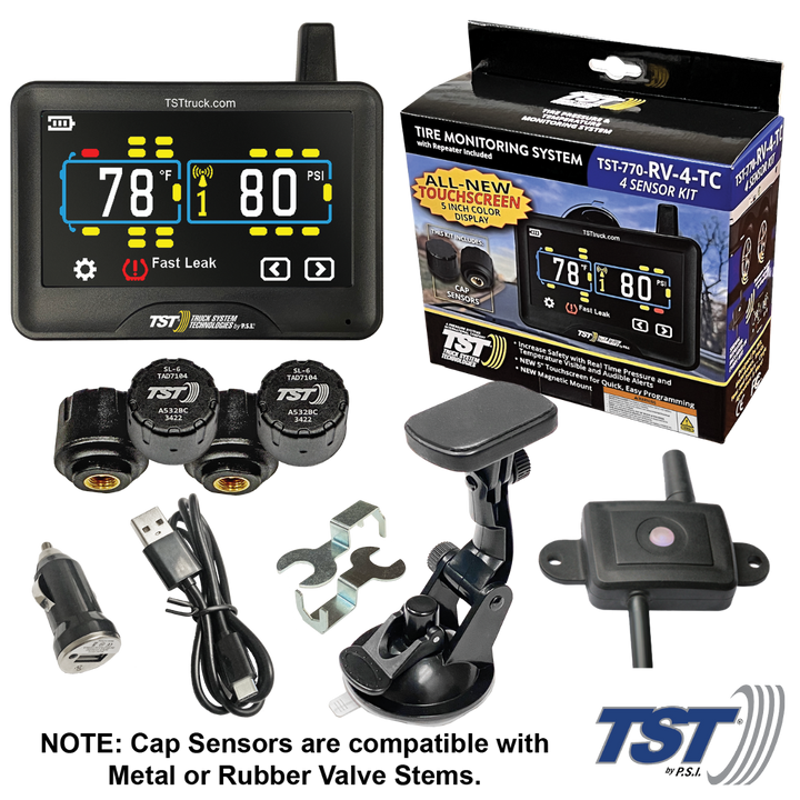 TST 770 Series 4 RV Cap Sensor TPMS System Color Touch Screen Display and Repeater