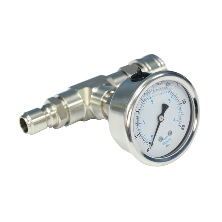 Blu Tech Quick Connect Pressure Gauge, Stainless Steel