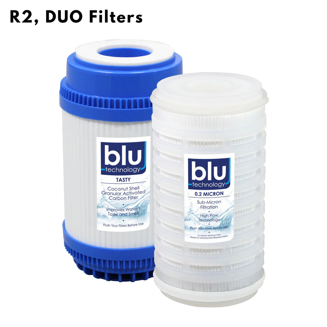 Blu Tech R2/DUO Water Filter Recharge Pack (5 x 2.5 inch) 0.2 Micron & Coconut Charcoal Filters