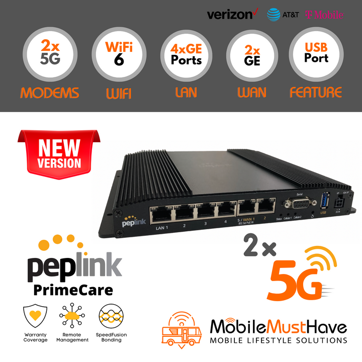 Peplink MAX BR2 Pro Dual 5G Mobile Router x55 (Certified Pre-Owned)