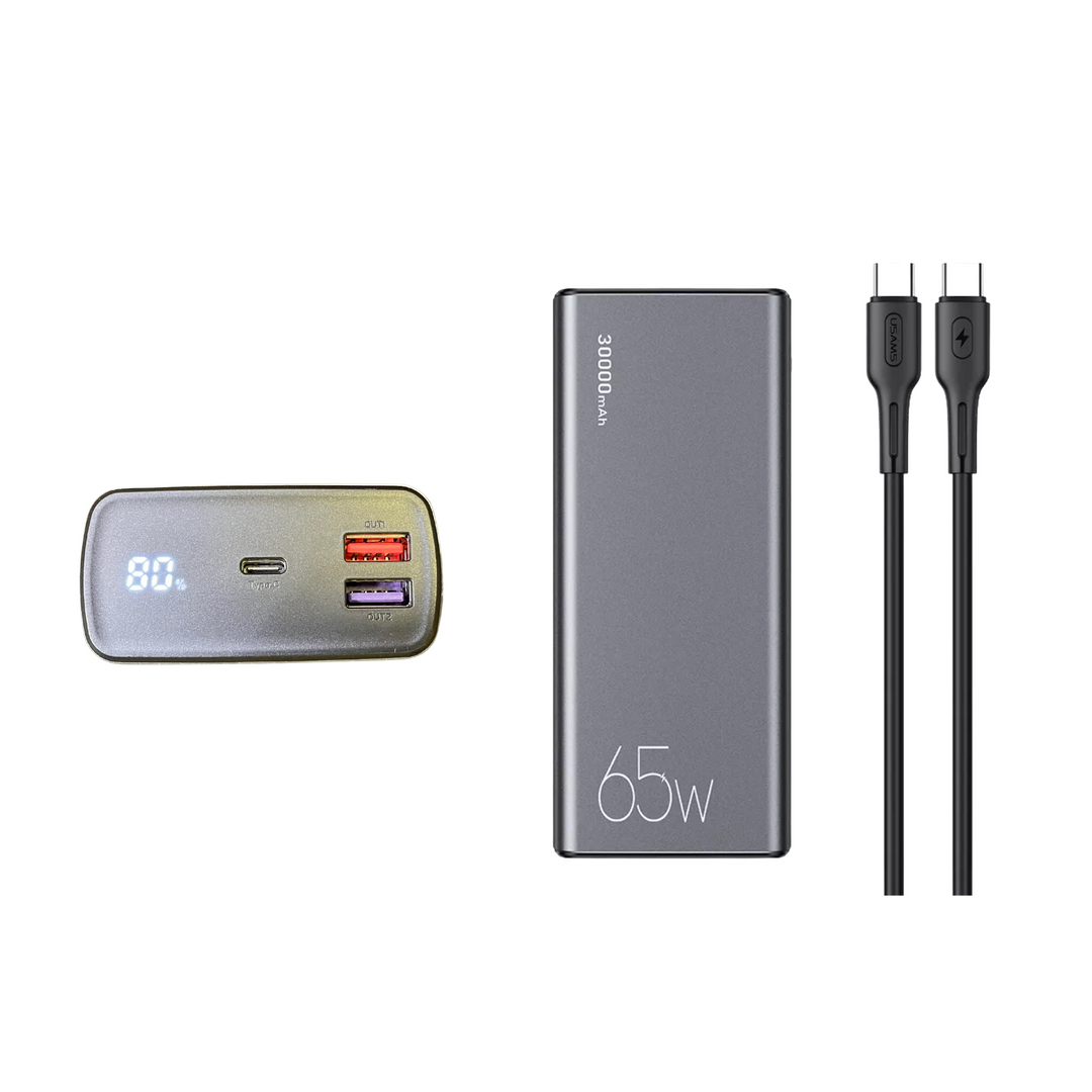 Portable USB Power Pack, 65w Output, 30,000ma, USB-A, USB-C, 18 Watt –