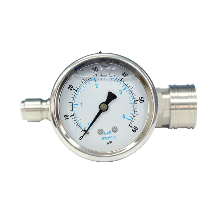 Blu Tech Quick Connect Pressure Gauge, Stainless Steel