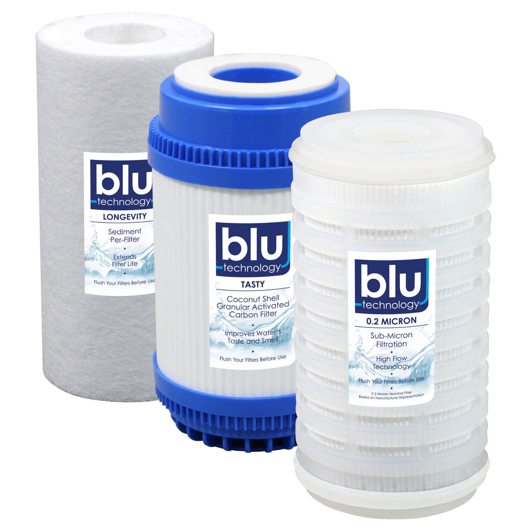 Blu Tech TRIO  FIXED MOUNTED 3-Stage 0.2 Micron Water Filtration Syst –  Blu Technology LLC