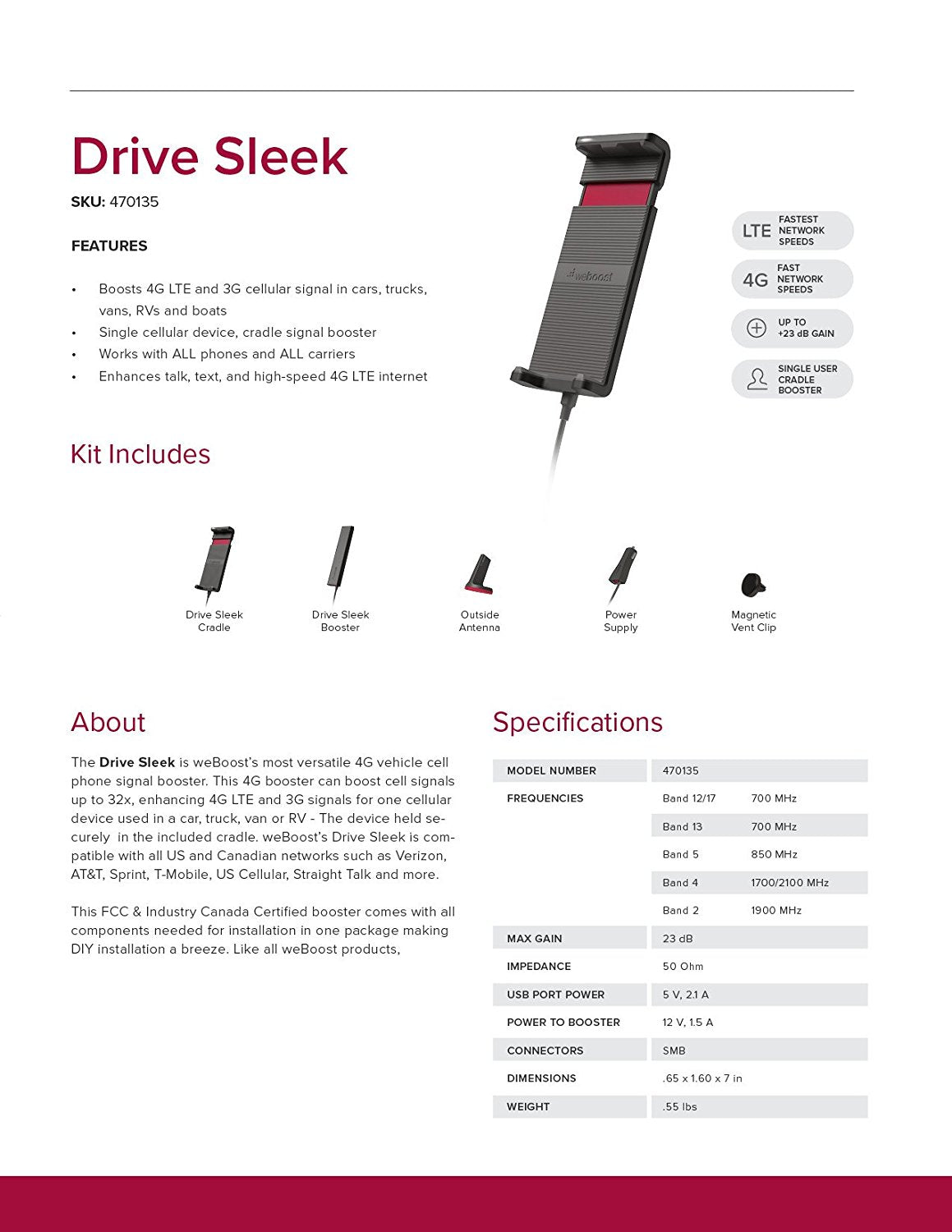 weBoost Drive Sleek Cradle Phone Signal Booster