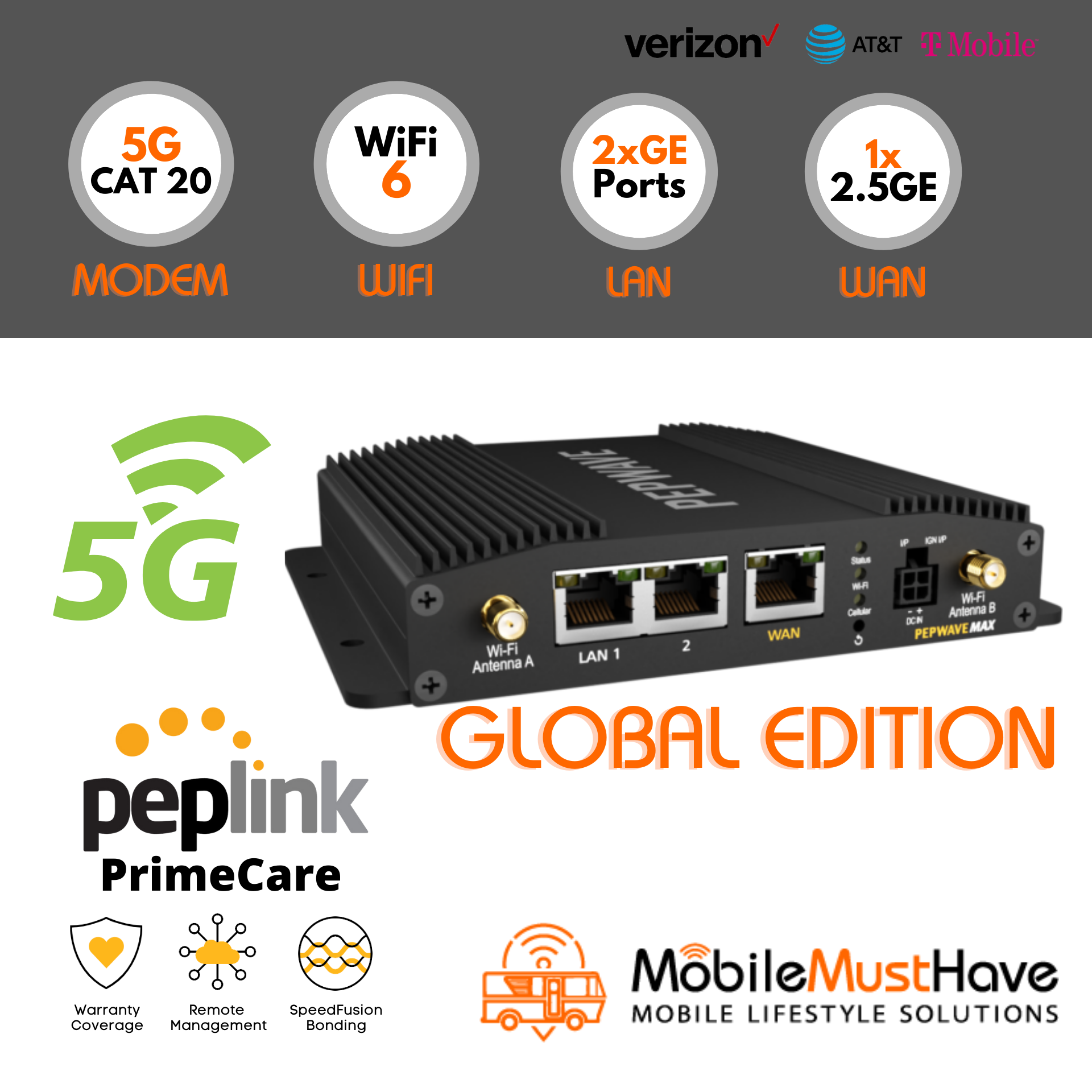 Peplink MAX BR1 Pro 5G Mobile Router (Global) – MobileMustHave.com