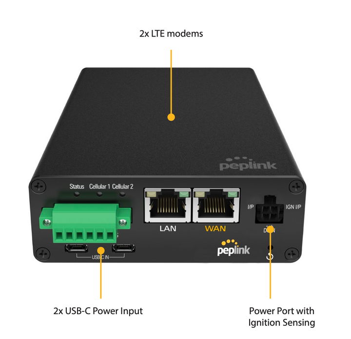 Peplink MAX Transit Pro Dual Modem CAT-7/CAT-12 LTE-A Router, PrimeCare Edition (Certified Pre-Owned)