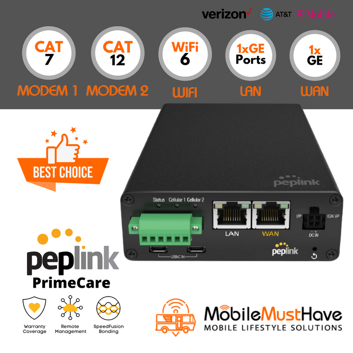 Peplink MAX Transit Pro Dual Modem CAT-7/CAT-12 LTE-A Router, PrimeCare Edition (Certified Pre-Owned)