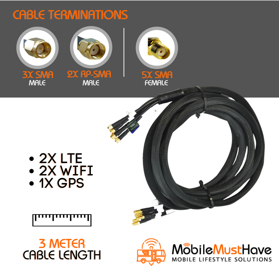 3 Meter, 5-in-1 Antenna Extension Cable