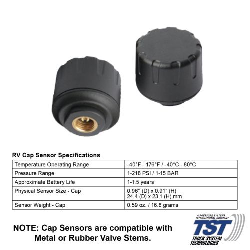 TST TST-507-RV-4-C Cap Sensor Tire Pressure Monitoring System - Color - 4 Pack